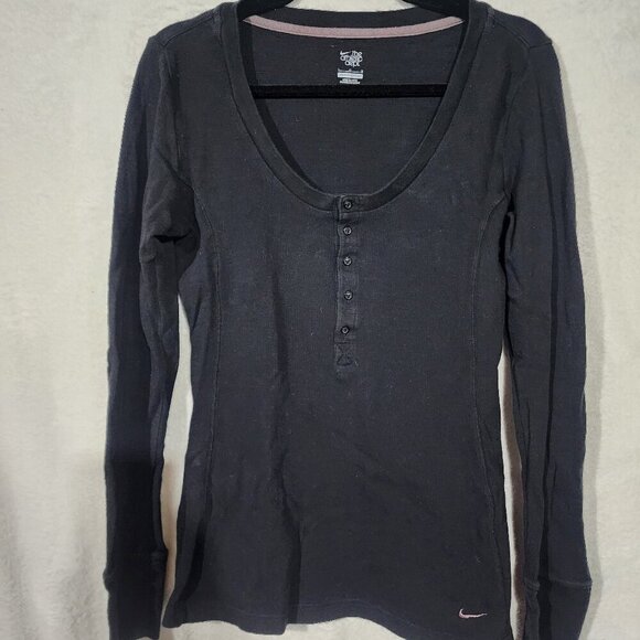 Nike Tops - NIKE 5 Button Long Sleeve Fitted Waffle Thermal Henley Shirt SZ Large Cotton